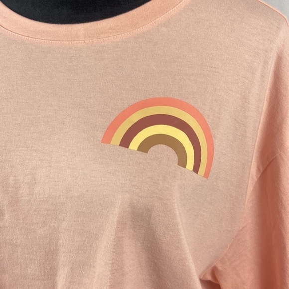 Arizona Jean Co Peach Crop Top with Rainbow Designs - Picture 3 of 6
